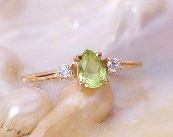 White Topaz Ring, Peridot Gemstone Ring, Natural Gemstone Ring, Handmade Jewelry Ring, Pave Diamond Ring, 925 Sterling Silver Gemstone Rings
