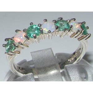 925 Sterling Silber Ring, Genius Smaragd Band, Edelstein Ring, Smaragd Edelstein Ring, Opale Ring, handgemachter Schmuck Einzigartiger Edelstein Ring.