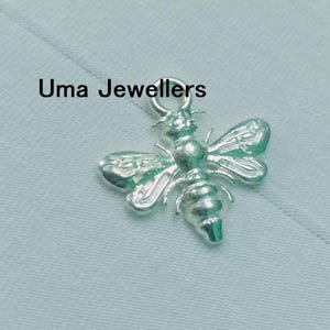 Sterling Silver Bee Charm Pendant: Honeycomb Bumblebee Jewelry