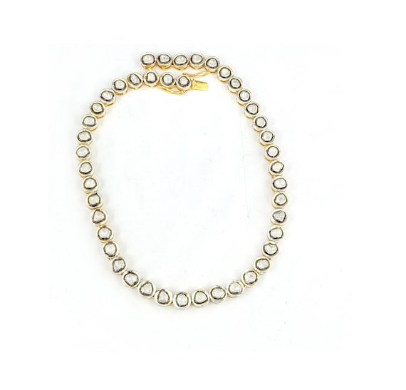 White Polki Diamond Necklace Sets: 925 Sterling Silver Cluster Chain, Engagement Gift