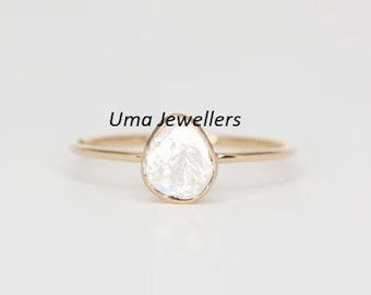 Anillo de diamantes Polki, plata de ley 925, joyería victoriana con talla rosa, regalo.