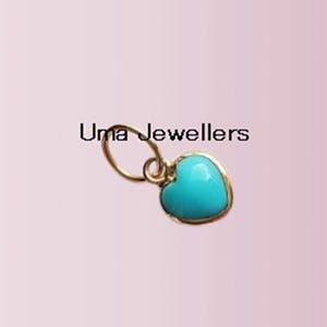 18k Solid Gold Türkis Herz Charm: Handgefertigte Lünette