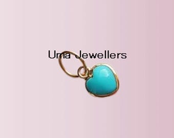 Charm coeur turquoise en or massif 18 carats : sertissage fait main