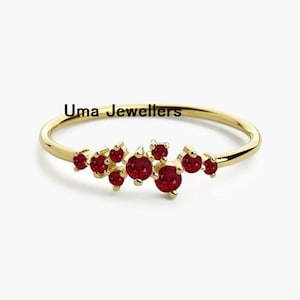 14k gouden robijnrode edelsteen sierlijke ring: handgemaakte geboortesteen juli, cadeau voor haar