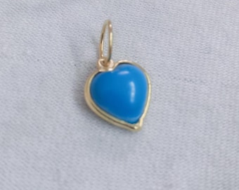 Charm coeur turquoise en or massif 18 carats : sertissage fait main
