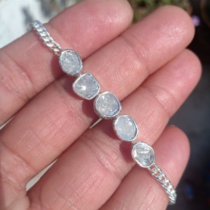 Polki Diamond Charms Bracelet, Polki Bracelet, Rose Cut Polki Bracelet, Handmade Chain & Link Bracelet 925 Sterling Silver Polki Charm
