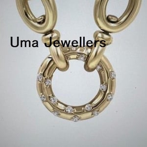 Karbinhake i 14K massivt guld: Rund sammankopplande diamantberlock - Armbandshalsband