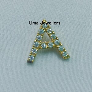 Colgante con dije de diamante con la letra inicial A en plata 925: dije hecho a mano en oro vermal de 14k, regalo.