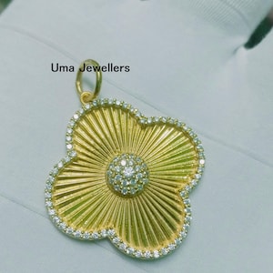 leaf Clover 14k Gold Charms Pendant, 14k Solid Gold Lucky Charm Pendant Necklace Good Luck Gift Ideas Handmade Pendant Gold Jewelry Necklace