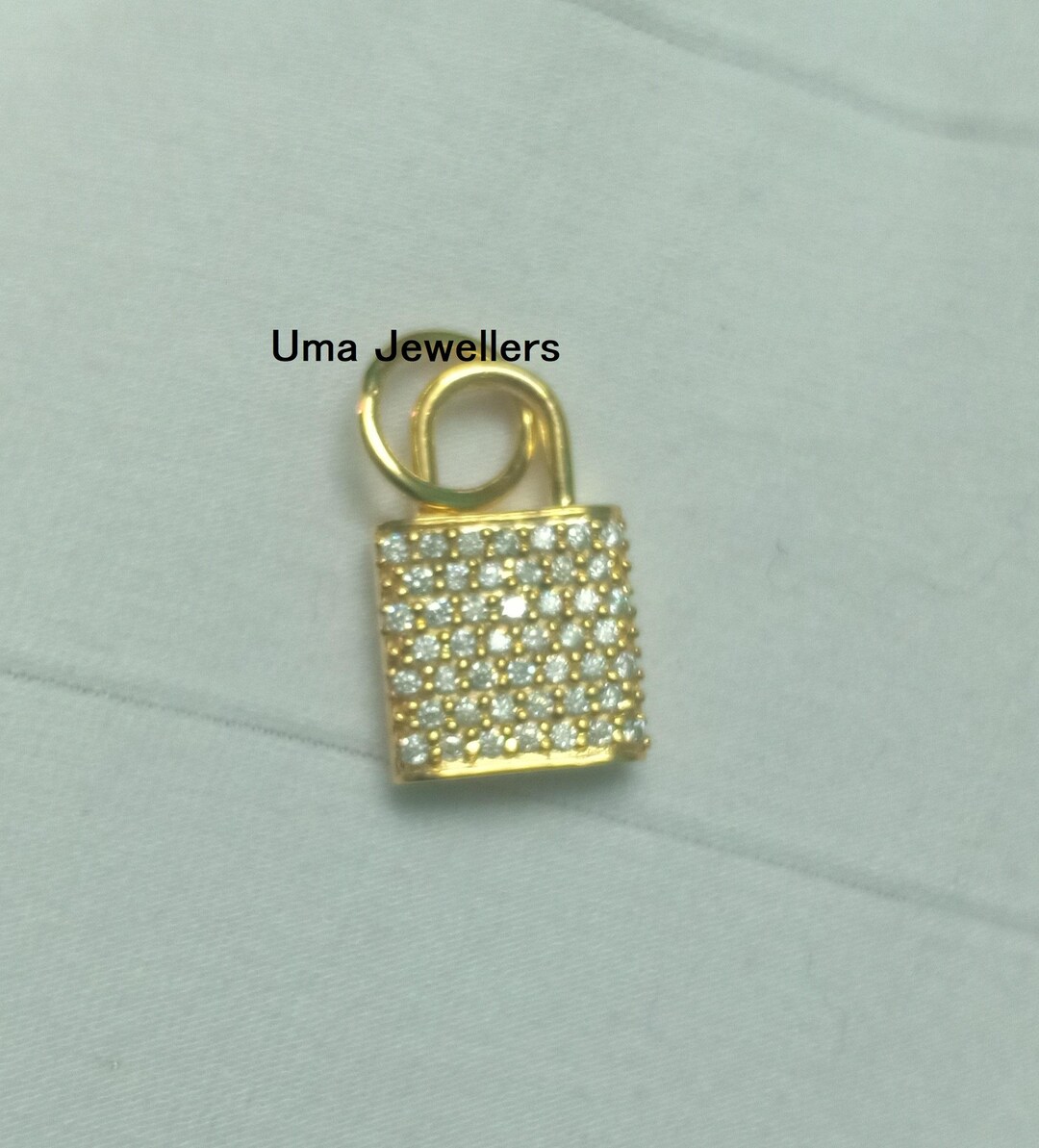 18K Gold Diamond Padlock Charms Pendant: Micro-pave Charm Necklace ...