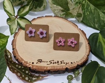 Hoya Bloom Mini Stud Houseplant Botanical Earrings for all Plant Parents (Hoya Krimson Princess/Hoya Obovata Splash)