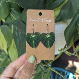 Philodendron Gloriosum Botanical Plant Leaf Earrings