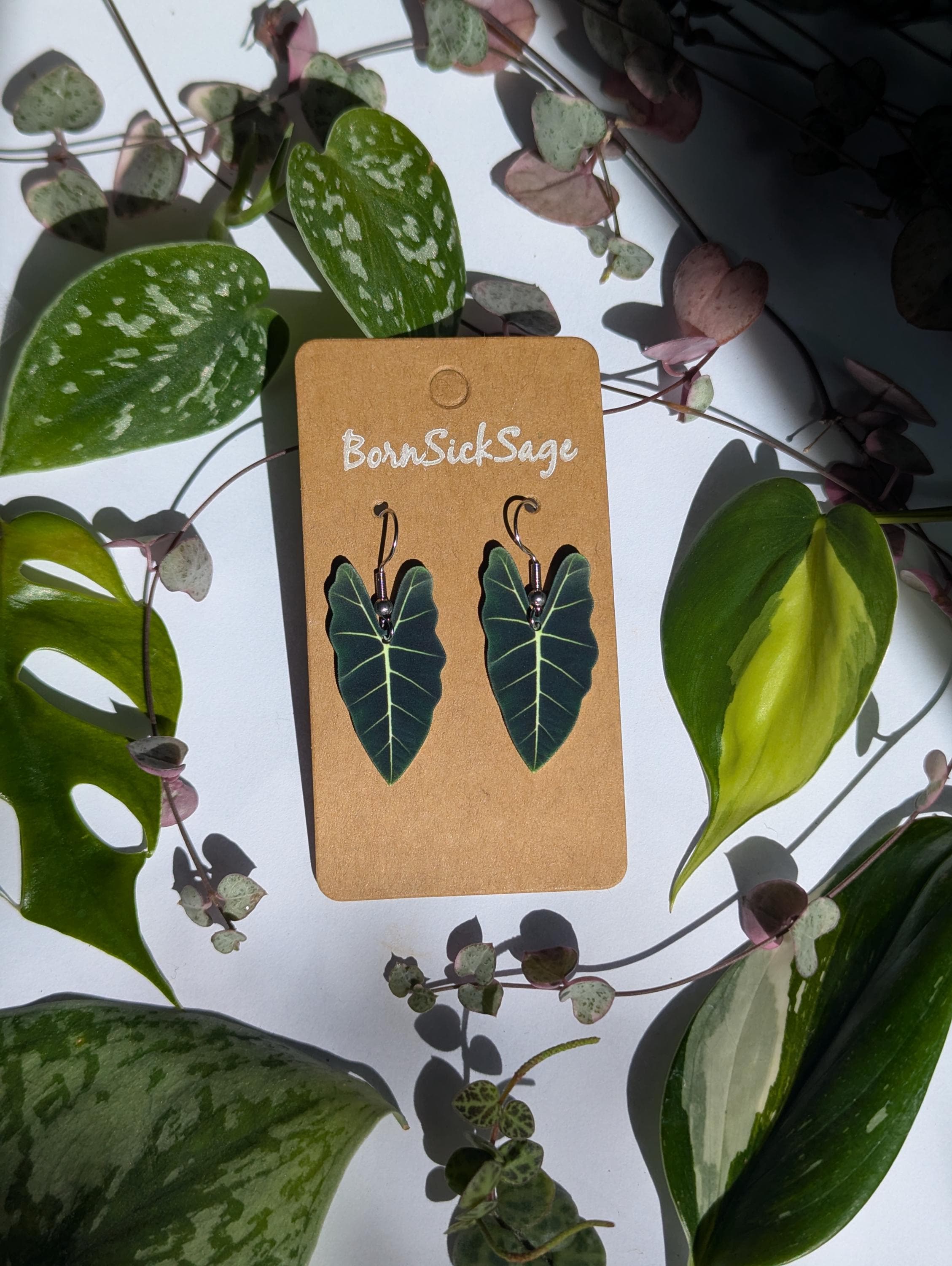 Alocasia Frydeck Botanical Leaf Handmade Earrings