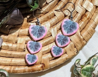 Variegated String of Hearts Botanical Leaf Handmade Earrings