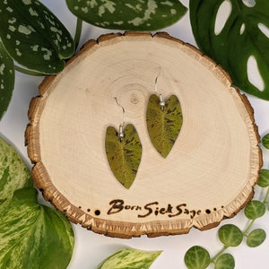 Mojito Colocasia Botanical Leaf Handmade Earrings