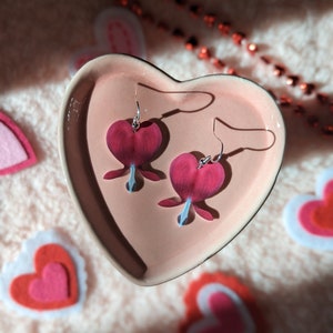 Bleeding Heart Botanical Plant Handmade Earrings / Valentine's Day Plant Gift