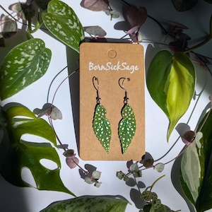 Begonia Maculata Botanical Plant Leaf Handmade Earrings