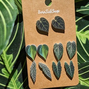 Botanical Plant Leaf STUD/POST earrings (set of 5)