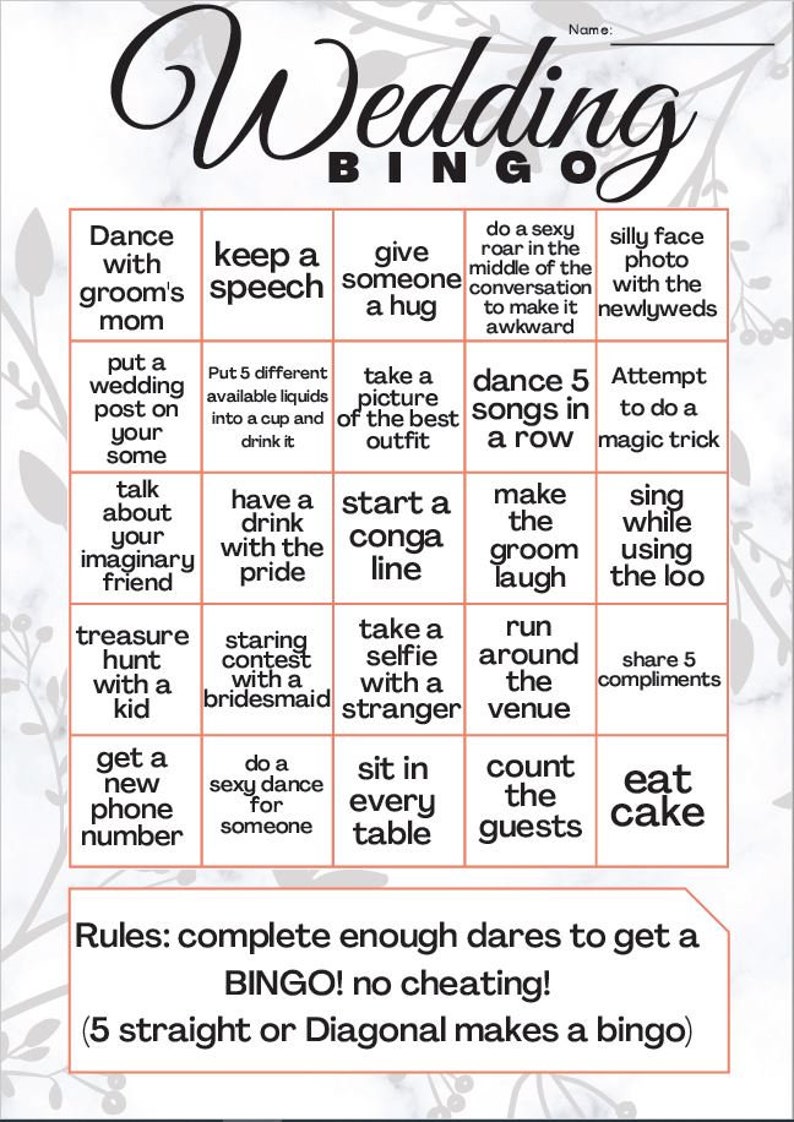 Wedding Bingo - Etsy