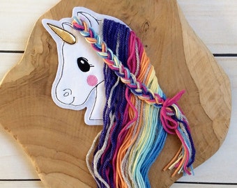 Applikation Einhorn boho Einhorn Aufnäher Button für Schultüte Flicken Patch Motiv auf Filz Pferd mit Mähne,