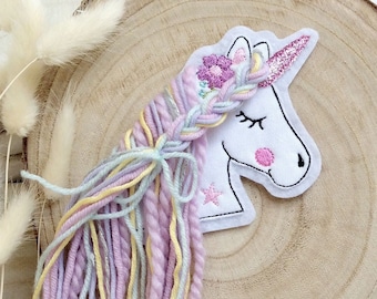 Applikation S boho Einhorn Aufnäher Button für Schultüte Flicken Patch auf Filz Pferd mit Mähne