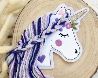 Applikation boho Einhorn Pastell Aufnäher Button für Schultüte Flicken Patch auf Filz Pferd mit Mähne