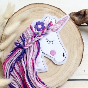 Application bouton patch licorne bohème avec crinière en laine pour cartable patch DIY patch sur cheval en feutre avec crinière