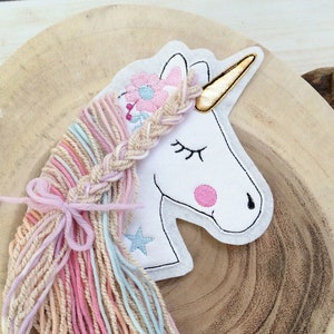 L Application boho unicorn patch button for school bag patch patch on felt unicorn head with wool mane horse with mane
