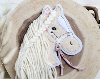 L Application horse head patch button for school cone patch on felt horse with mane pony girl