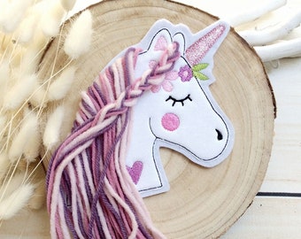 Applikation boho Einhorn Pastell Aufnäher Button für Schultüte Flicken Patch auf Filz Pferd mit Mähne