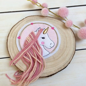 Application Patch Button Horse School Cone Motif Horse with Mane Unicorn