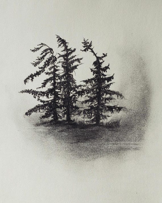 Original Charcoal Landscape Framed Art Original Charcoal Landscape Framed Art