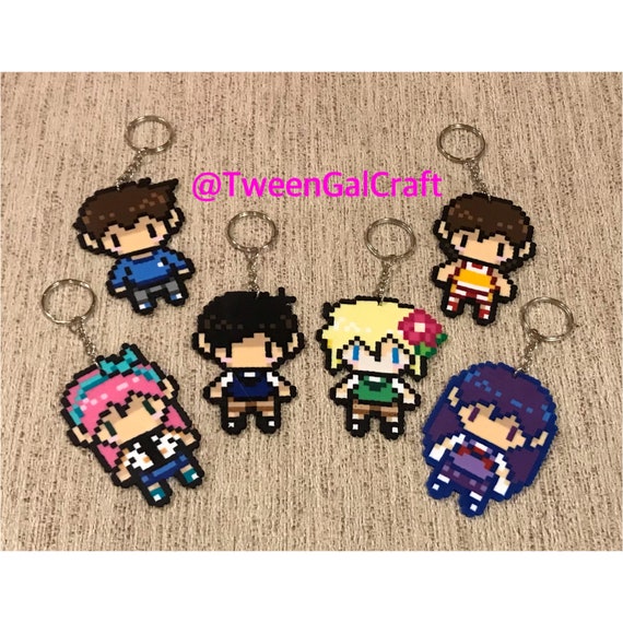 Omori RPG Game Sunny and Basil Perler Keychain or Magnet or Pin or Sprite