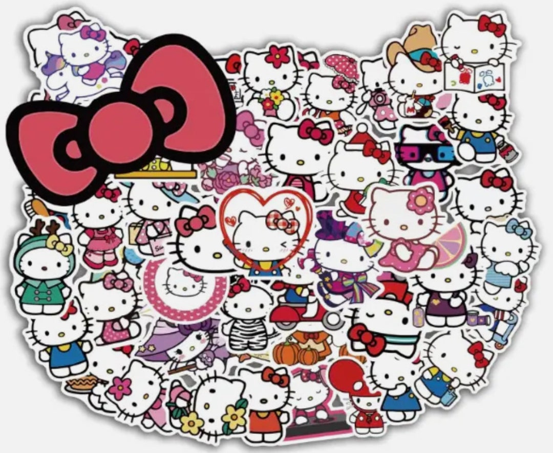 5/10/25/50 Hello Kitty Sanrio Stickers Cute Kawaii Cat for Scrapbooking