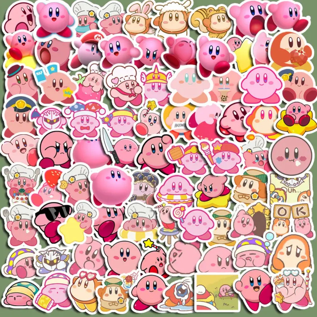 10/25/50 Kirby Stickers, Cute Video Game Decals for Kids Party Favors