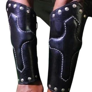 Leather Bracers – Medieval & Fantasy Arm Guards | LARP, Cosplay, Costume Accessory | Handmade Leather Hand Protection – Christmas Gift Idea