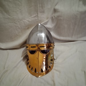 Phrygian Helmet – 2mm Mild Steel with Brass Faceplate – Greek Warrior Reenactment Helmet for LARP, Cosplay & SCA
