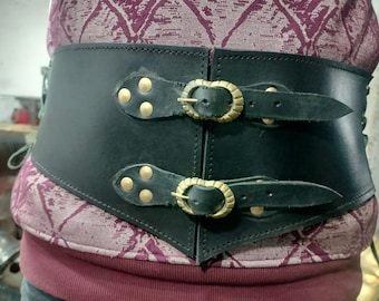 Cintura in pelle medievale con fibbia in ottone per costume cosplay LARP