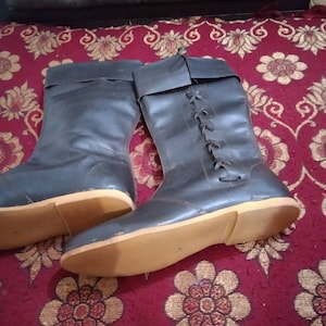 Mittelalter Stiefel,Spätmittelalterliche Schnalle Stiefel 14.-15. Jahrhundert,Handgemachte Lederstiefel,Cosplay Stiefel,SCA Stiefel,Trachtenstiefel,Winterstiefel