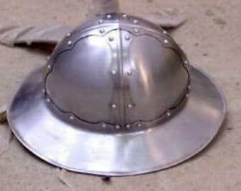 Kettle Hat Armor Helmet,LARP SCA Helmet in Steel with leather liner,Combat Gothi Helmet,Cosplay Helmet,LARP Helmet