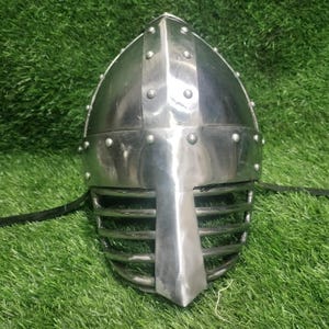 Hand-forged Viking or Norman nasal helmet with full face protection