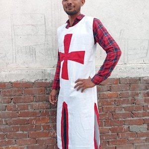 Mens Medieval crusader Templer Knights tunic,cosplay templar tunic,halloween gif