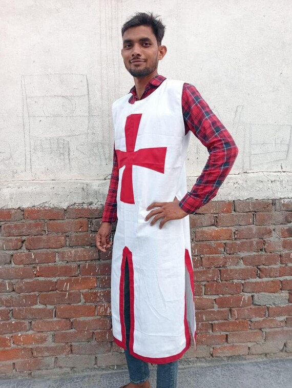 thumbnail image 2 of Medieval Knight Tunic For Men - Renaissance Templar Halloween Costume Cosplay 2 of 3