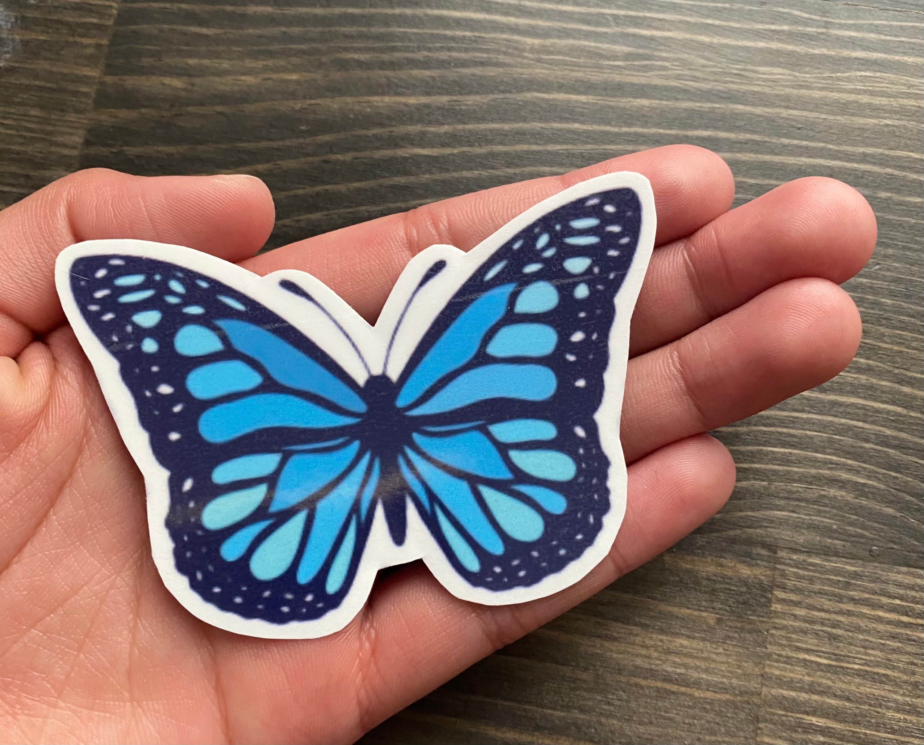 BLUE BUTTERFLY waterproof Sticker Vinyl Handmade for laptops Etsy