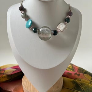 Turquoise Beaded Necklace: Artisan Silver Gemstone Jewelry