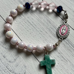 Our Lady of Guadalupe Pink Rosary Bracelet for Women |Prayer Beads | Handmade Catholic Jewelry | Mothers Day Gift | Religious Gift