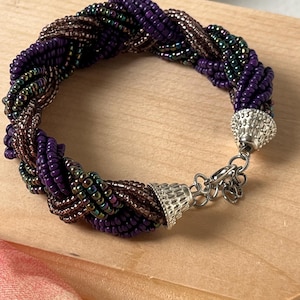 Purple Woven Bead Bracelet: Handmade Czech Seed Bead Jewelry