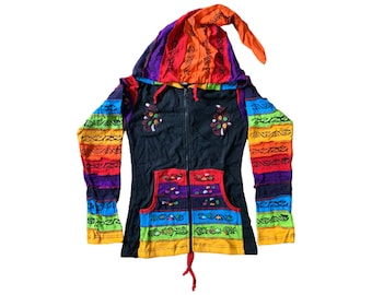 Hippie Wear Women’s Plain Black Printed Ribs Hoody
