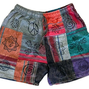 Men&#39;s Beach Shorts Hippie Cotton Pants Handmade Boho Summer Outfit