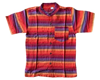 Hippie Wear Men’s Psychedelic Grandad Short Sleeved Shirt